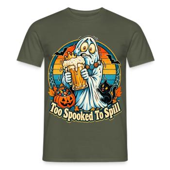 Halloween Geist Too Spooked To Spill Retro-Sonne - Männer T-Shirt - Militärgrün - Vorne - AI Model Male 178 light (178cm)