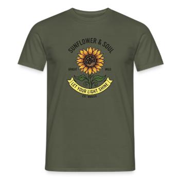Sonnenblume Sunflower LET YOR LIGHT SHINE - Männer T-Shirt - Militärgrün - Vorne - AI Model Male 178 light (178cm)