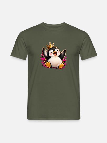 Königspinguin Jubelherz - Männer T-Shirt - Militärgrün