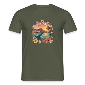 Hawaii Reise Aloha Inseln Urlaub Vintage Geschenk - Männer T-Shirt - Militärgrün - Vorne - AI Model Male 178 light (178cm)