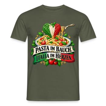 Pasta im Bauch. Italia im Herzen. - Männer T-Shirt - Militärgrün - Vorne - AI Model Male 178 light (178cm)