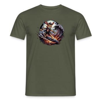 Surfer-Hase Bunny Punk im Dämonischer Welle - Männer T-Shirt - Militärgrün - Vorne - AI Model Male 178 light (178cm)