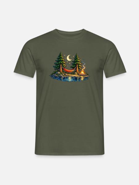 Moonlight Hammock – Auszeit unter Sternen - Männer T-Shirt - Militärgrün