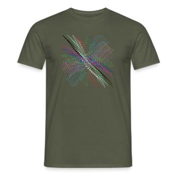 Farbwirbel Spirale auf Schwarz - Männer T-Shirt - Militärgrün - Vorne - AI Model Male 178 light (178cm)