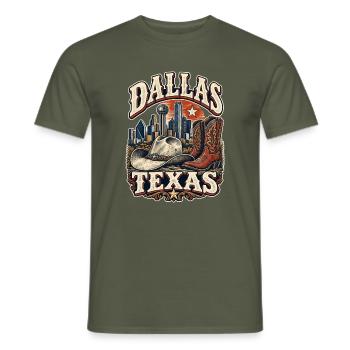 Dallas Texas Cowboy Skyline - Männer T-Shirt - Militärgrün - Vorne - AI Model Male 178 light (178cm)