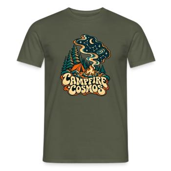Campfire Cosmos - Männer T-Shirt - Militärgrün - Vorne - AI Model Male 178 light (178cm)
