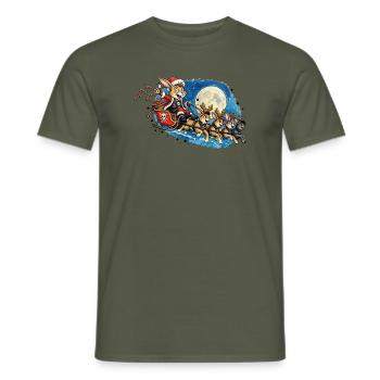 Punk-Mondnacht-Hasen-Schlittenzug - Männer T-Shirt - Militärgrün - Vorne - AI Model Male 178 light (178cm)