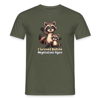 I Survived Bedtime Negotiations Again - Männer T-Shirt - Militärgrün - Vorne - AI Model Male 178 light (178cm)