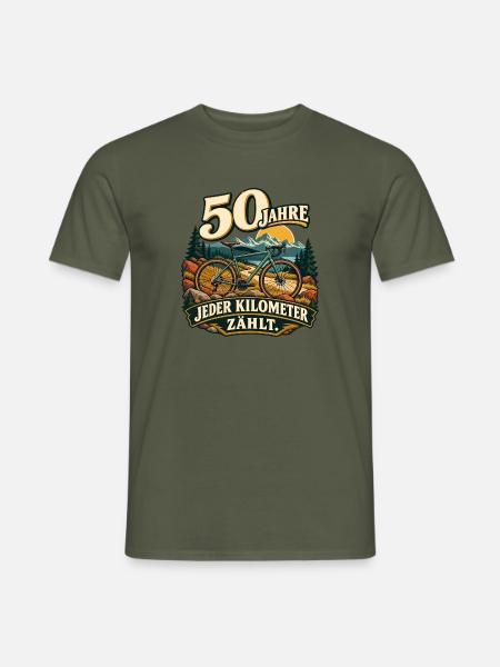 50 Jahre – Jeder Kilometer zählt - Männer T-Shirt - Militärgrün