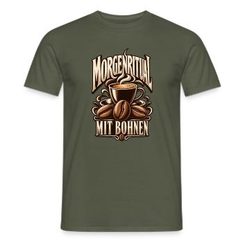 Morgenritual mit Bohnen – Kaffee Liebe Vintage - Männer T-Shirt - Militärgrün - Vorne - AI Model Male 178 light (178cm)