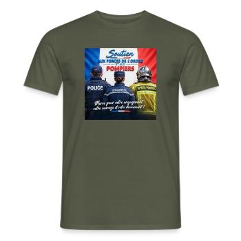 Polizist, Polizei, Gendarm, Feuerwehrmann - Männer T-Shirt - Militärgrün - Vorne - AI Model Male 178 light (178cm)