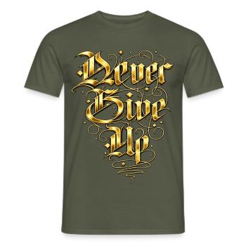 Goldene Ornament-Schrift Artwork - Männer T-Shirt - Militärgrün - Vorne - AI Model Male 178 light (178cm)