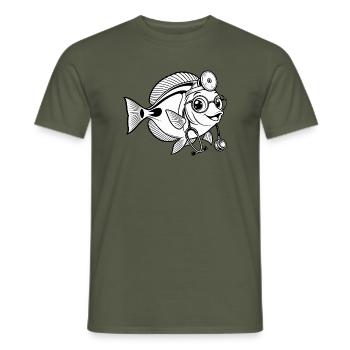 Doktorfisch mit Stethoskop - Männer T-Shirt - Militärgrün - Vorne - AI Model Male 178 light (178cm)