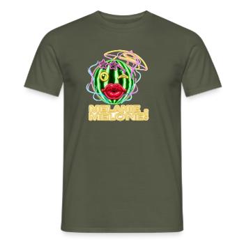 Melanie Melone – Neon Sommer Vibez - Männer T-Shirt - Militärgrün - Vorne - AI Model Male 178 light (178cm)