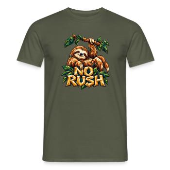 No Rush Faultier Low Poly Lustiger Spruch Shirt - Männer T-Shirt - Militärgrün - Vorne - AI Model Male 178 light (178cm)