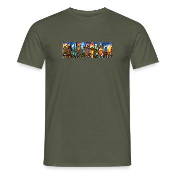 Deutschland Collage: Sehenswürdigkeiten - Männer T-Shirt - Militärgrün - Vorne - AI Model Male 178 light (178cm)