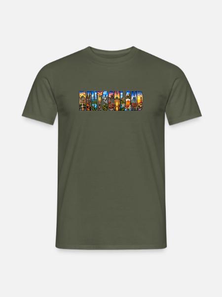 Deutschland Collage: Sehenswürdigkeiten - Männer T-Shirt - Militärgrün