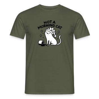 Not a Morning Cat – Lustige Morgenmuffel Katze - Männer T-Shirt - Militärgrün - Vorne - AI Model Male 178 light (178cm)