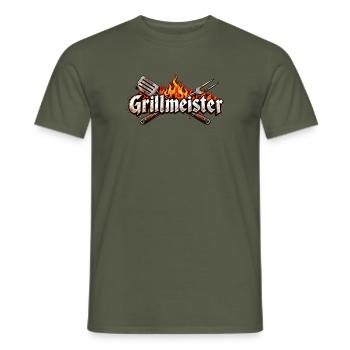 Grillmeister Flammen-Emblem - Männer T-Shirt - Militärgrün - Vorne - AI Model Male 178 light (178cm)