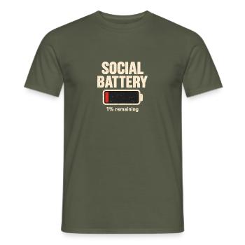 Soziale Batterie / Social Battery 1% Meme - Männer T-Shirt - Militärgrün - Vorne - AI Model Male 178 light (178cm)