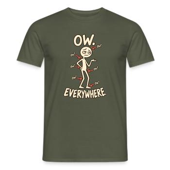 Ow Everywhere Chronische Schmerzen Spoonie Humor - Männer T-Shirt - Militärgrün - Vorne - AI Model Male 178 light (178cm)