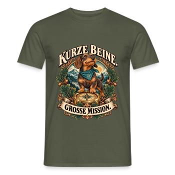 Dackel: Kurze Beine. Große Mission. - Männer T-Shirt - Militärgrün - Vorne - AI Model Male 178 light (178cm)