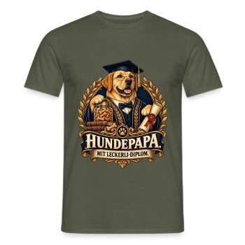 Hundepapa mit Leckerli-Diplom - Männer T-Shirt - Militärgrün - Vorne - AI Model Male 178 light (178cm)