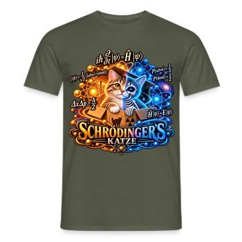 Schrödingers Katze Kunstdesign - Männer T-Shirt - Militärgrün - Vorne - AI Model Male 178 light (178cm)