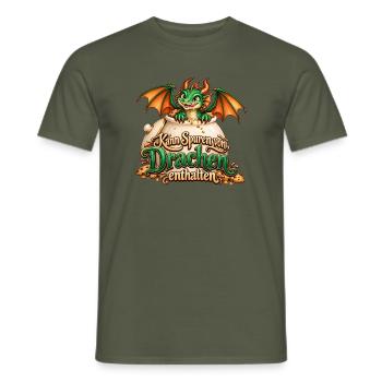 Kann Spuren von Drachen enthalten – Keksdrache - Männer T-Shirt - Militärgrün - Vorne - AI Model Male 178 light (178cm)