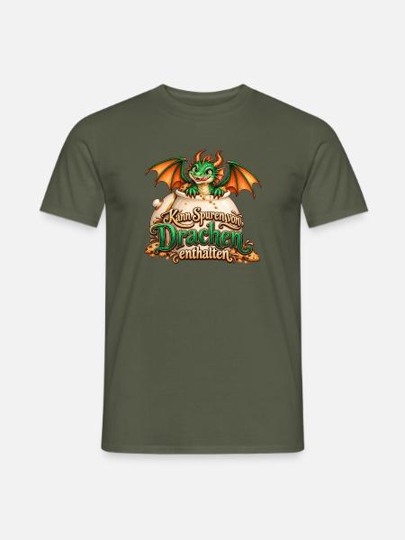 Kann Spuren von Drachen enthalten – Keksdrache - Männer T-Shirt - Militärgrün