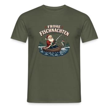 Frohe Fischnacht Weihnachtsfischer - Männer T-Shirt - Militärgrün - Vorne - AI Model Male 178 light (178cm)