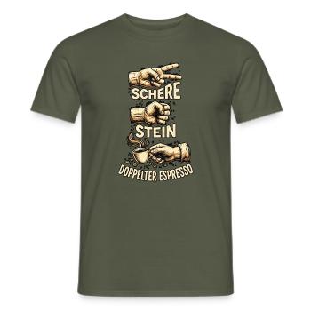 Schere Stein Doppelter Espresso - Männer T-Shirt - Militärgrün - Vorne - AI Model Male 178 light (178cm)