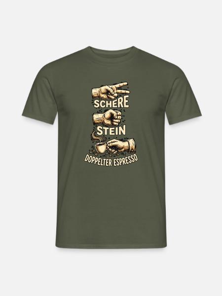 Schere Stein Doppelter Espresso - Männer T-Shirt - Militärgrün