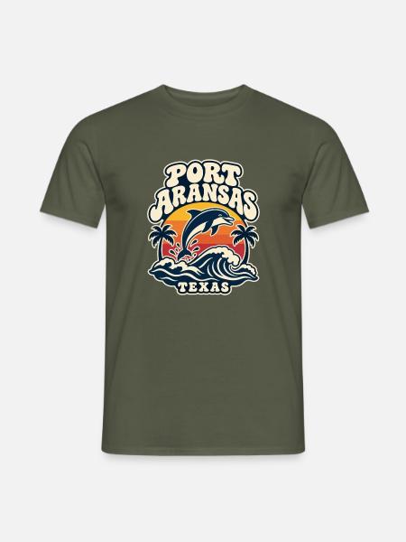 Port Aransas Delfin Retro - Männer T-Shirt - Militärgrün