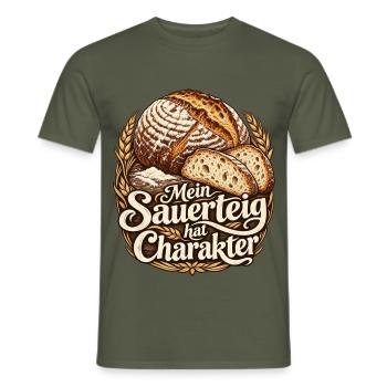 Sauerteig Shirt für Hobbybäcker mit Brot  - Männer T-Shirt - Militärgrün - Vorne - AI Model Male 178 light (178cm)