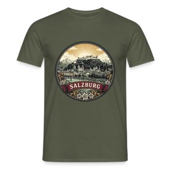 Salzburger Österreich Reiseabzeichen Festungssouvenir - Männer T-Shirt - Militärgrün - Vorne - AI Model Male 178 light (178cm)