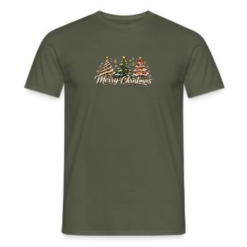 Merry Christmas Baum Trio Grafik - Männer T-Shirt - Militärgrün - Vorne - AI Model Male 178 light (178cm)