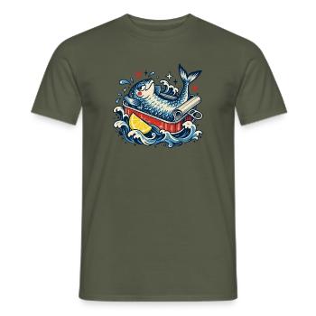 Fisch in Badewanne mit Zitrone - Männer T-Shirt - Militärgrün - Vorne - AI Model Male 178 light (178cm)