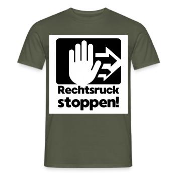 Rechtsruck stoppen Handzeichen - Männer T-Shirt - Militärgrün - Vorne - AI Model Male 178 light (178cm)