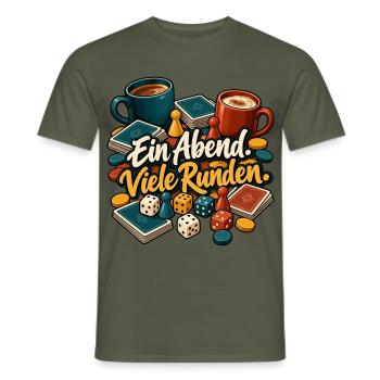 Spieleabend mit Würfeln & Ein Abend Viele Runden - Männer T-Shirt - Militärgrün - Vorne - AI Model Male 178 light (178cm)