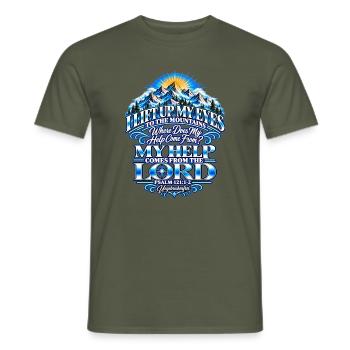 I lift up my eyes- Psalm 121:1-2 - Männer T-Shirt - Militärgrün - Vorne - AI Model Male 178 light (178cm)