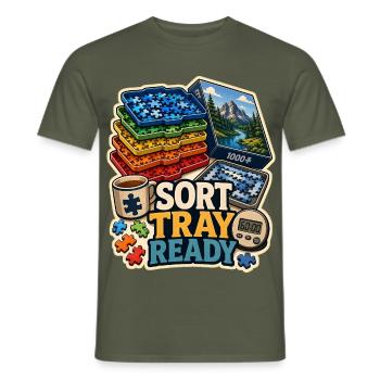 SORT TRAY READY - Männer T-Shirt - Militärgrün - Vorne - AI Model Male 178 light (178cm)
