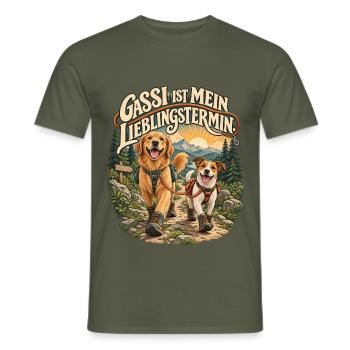 Gassi ist mein Lieblingstermin - Männer T-Shirt - Militärgrün - Vorne - AI Model Male 178 light (178cm)