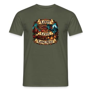 Loot Level Long Rest - Männer T-Shirt - Militärgrün - Vorne - AI Model Male 178 light (178cm)