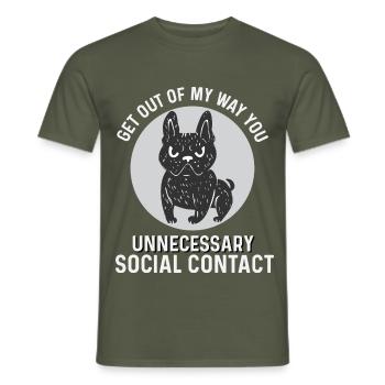 Get Out Of My Way – Grimmige Bulldogge - Männer T-Shirt - Militärgrün - Vorne - AI Model Male 178 light (178cm)