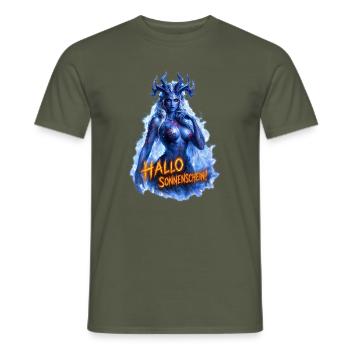 Hallo Sonnenschein! – Dämonin Design - Männer T-Shirt - Militärgrün - Vorne - AI Model Male 178 light (178cm)