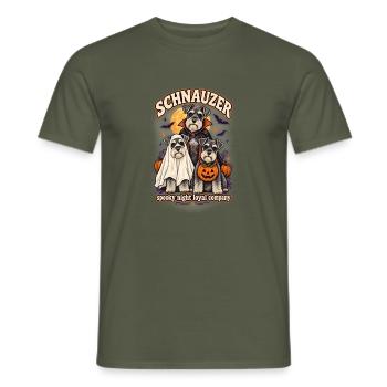 Spooky Night Loyal Company – Schnauzer Halloween - Männer T-Shirt - Militärgrün - Vorne - AI Model Male 178 light (178cm)