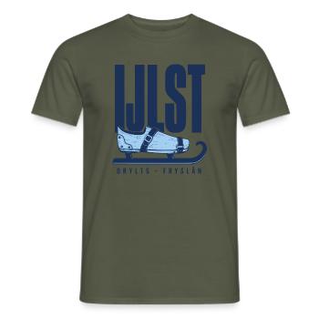 IJlst Drylts Friesland Holzschlittschuh Design - Männer T-Shirt - Militärgrün - Vorne - AI Model Male 178 light (178cm)