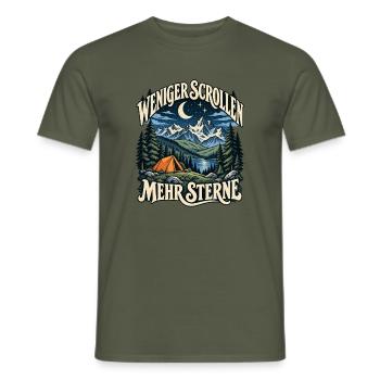 Weniger Scrollen Mehr Sterne - Männer T-Shirt - Militärgrün - Vorne - AI Model Male 178 light (178cm)