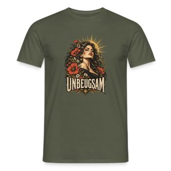 Unbeugsam Blütenporträt Frau - Männer T-Shirt - Militärgrün - Vorne - AI Model Male 178 light (178cm)